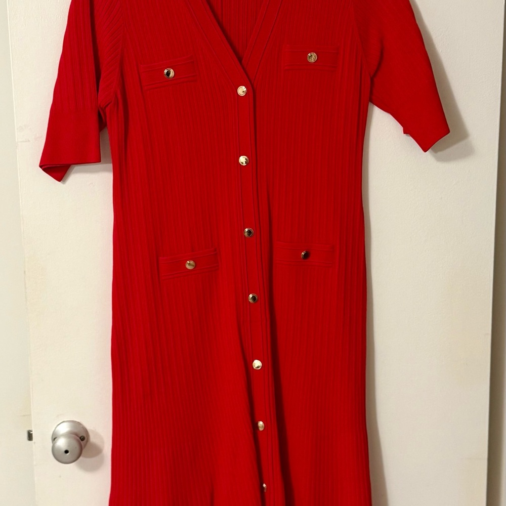 J. Crew Vibrant Red Long Sleeve Dress